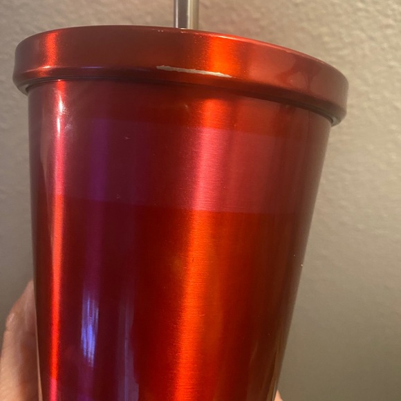 2014 Starbucks Red with pink stripe tumbler - Picture 2 of 6